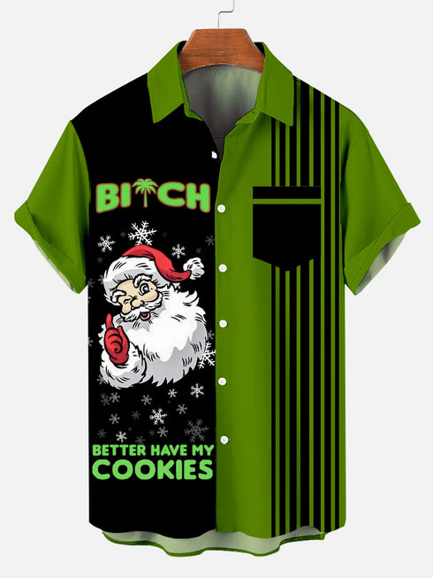 Men's Christmas Funny Graphic Short Sleeve Hawaiian Shirt